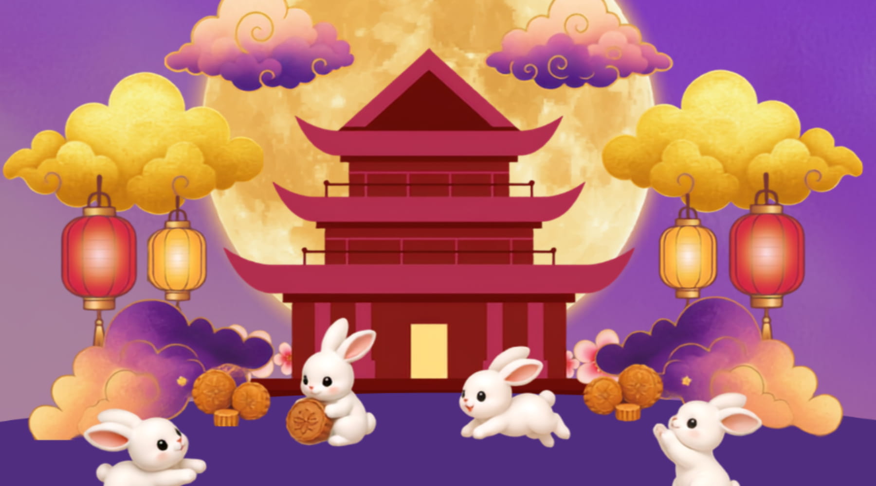 Mid-Autumn Festival 2026 - Bunnies Around One Moon