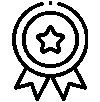 Line icon of a quality medal representing carefully selected tea ingredients 代表嚴選花茶材料與品質的獎章線條圖示
